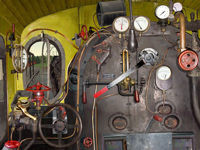 Cabina di guida locomotiva a vapore FS Gr 940